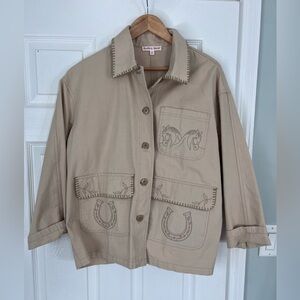 NWOT Women's tan Embroidered horse barn Jacket